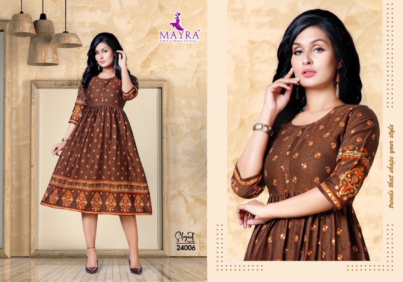 Mayra Skynet 5 Fancy Ethnic Wear Rayon Printed Anarakali Kurti Collection